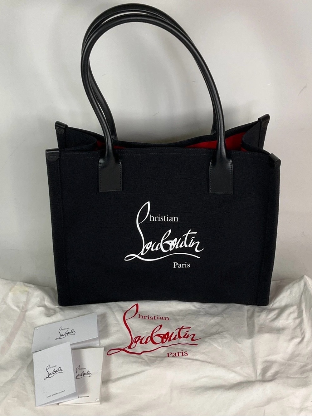 Christian Louboutin Nastroloubi Large Canvas Tote Bag Black with Dustbag
